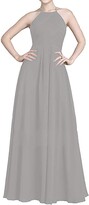 Thumbnail for your product : YULUOSHA Halter Neck Bridesmaid Dresses Chiffon A Line Prom Dress with Ruffle Formal Evening Gowns Maxi uk-12-Burgundy