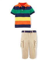 Thumbnail for your product : Ralph Lauren CHILDRENSWEAR Baby Boys Rugby-Stripe Polo & Pants Set