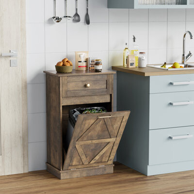 Homall 13.2'' W Tilt Out Trash Cabinet,Pet Proof Trash Can, Wood Laundry Cabinet(Not include trash can)