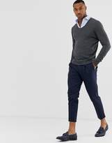 Thumbnail for your product : ASOS Design DESIGN cotton v-neck jumper in charcoal