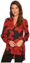 Thumbnail for your product : Vince Camuto Long Sleeve Wood Block Floral V-Neck Tunic Women's Blouse