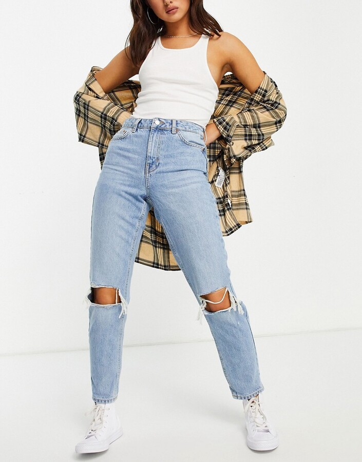 Topshop Mom jean with rips in bleach - ShopStyle