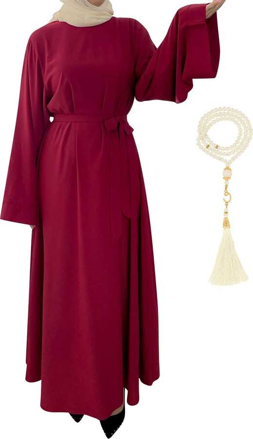 IWEMEK Women Abaya Muslim Dubai Kaftan Dress Solid Plain Full Length