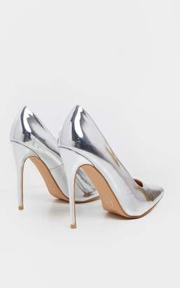 PrettyLittleThing Silver Court Shoes