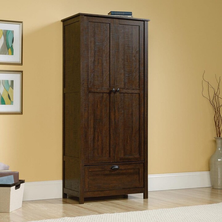 Miscellaneous Storage Rustic Oak Finish Particle Board 31 in. 1-Drawer Armoire with Adjustable Shelf