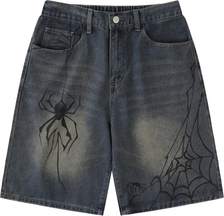 MIFJNF Y2K Jean Jorts Spider Baggy Casual Loose Straight Wide Leg