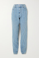 Paneled Straight-leg Jeans - Blue 