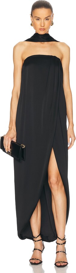 Alexandre Vauthier Crepe Satin Maxi Dress in Black