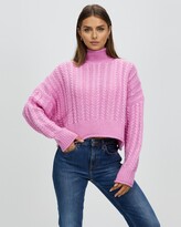 Thumbnail for your product : Atmos & Here Atmos&Here - Women's Pink Jumpers - Holly Cable Wool Blend Jumper - Size 8 at The Iconic