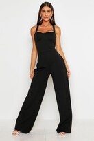 Thumbnail for your product : boohoo Cup Detail Cross Back Wide Leg Jumpsuit