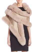 Thumbnail for your product : Sofia Cashmere Fox Fur-Trimmed Cashmere Wrap