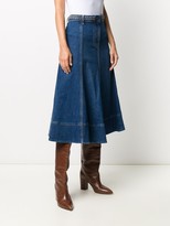 Thumbnail for your product : Valentino Flared High-Waisted Denim Skirt