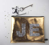 Thumbnail for your product : Jo-Jo JoJo Accessories Metallic Gold Or Silver Monogram Glitter Zip Purse