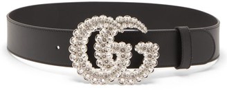 Gucci GG Crystal-embellished Leather Belt - Black