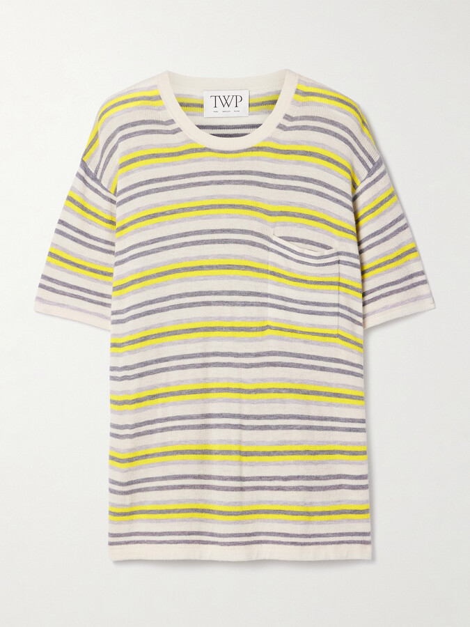 TWP - Beach Stripe Big Boy Striped Cashmere T-shirt - Yellow