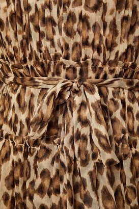 Zimmermann Belted Tiered Leopard-print Silk-crepon Mini Dress