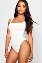 Thumbnail for your product : boohoo Petite Rib Square Neck Thick Strap Bodysuit