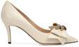 gucci leather midheel pump with bow
