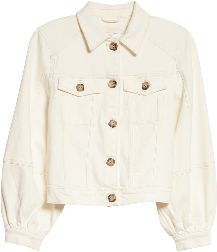 cream colored denim jacket