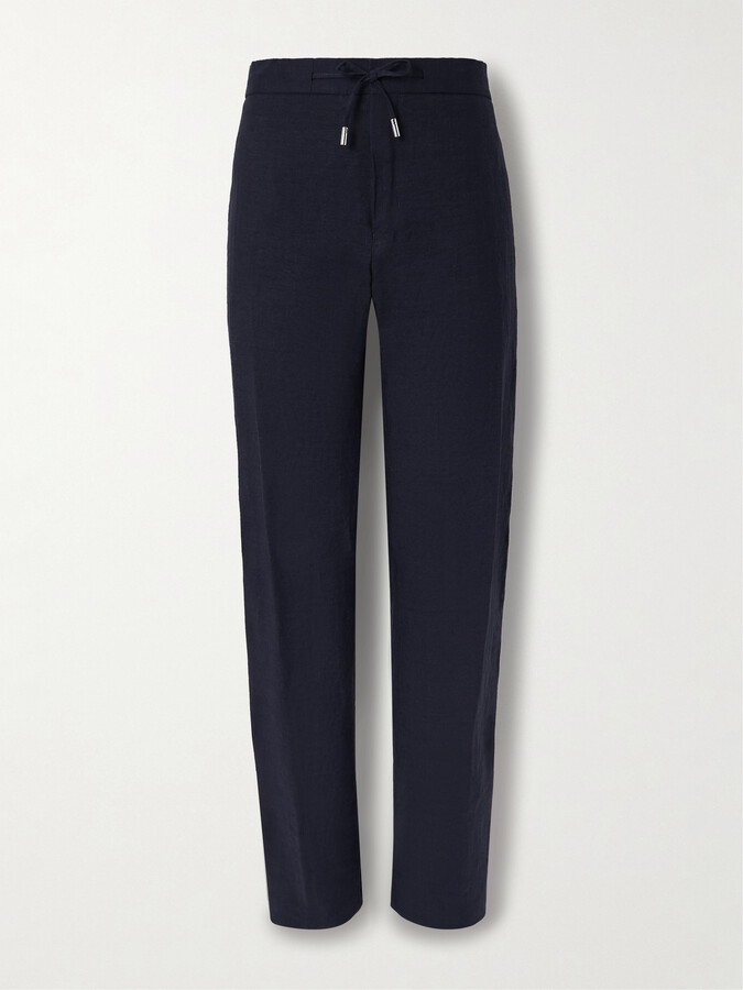 Mr P. James Straight-Leg Linen Drawstring Trousers