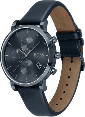 HUGO BOSS Integrity Chronograph Leather Strap Watch, 43mm