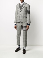 Thumbnail for your product : Thom Browne 4-Bar Prince of Whales check frayed chinos
