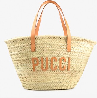 Emilio Pucci Large Basket Tote Bag with Logo Patch