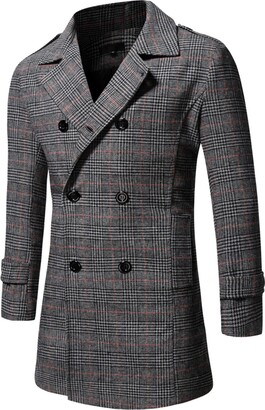 Volwassan Plus Size Womens Woolen Long Sleeve Pea Coat Loose Cloak Winter Trench Jacket 