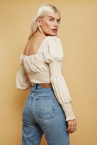 Thumbnail for your product : Little Mistress Robin Cream Shirred Crop Top