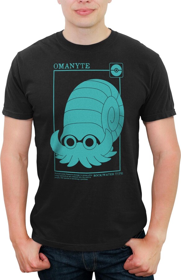 Pokemon Men's Omanyte Rock Water Type Card Graphic T-Shirt