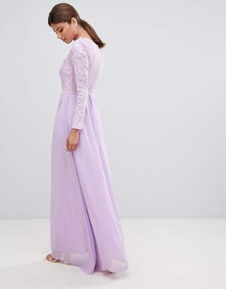 AX Paris long sleeve maxi dress with lace upper