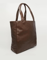 Thumbnail for your product : ASOS Tote Bag In Brown Faux Leather