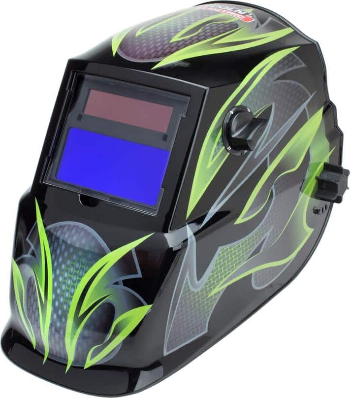 Lincoln Electric Auto-Darkening Welding Helmet with Variable Shade Lens No. 9-13 (1.73 x 3.82 in. Viewing Area), Galaxis Design