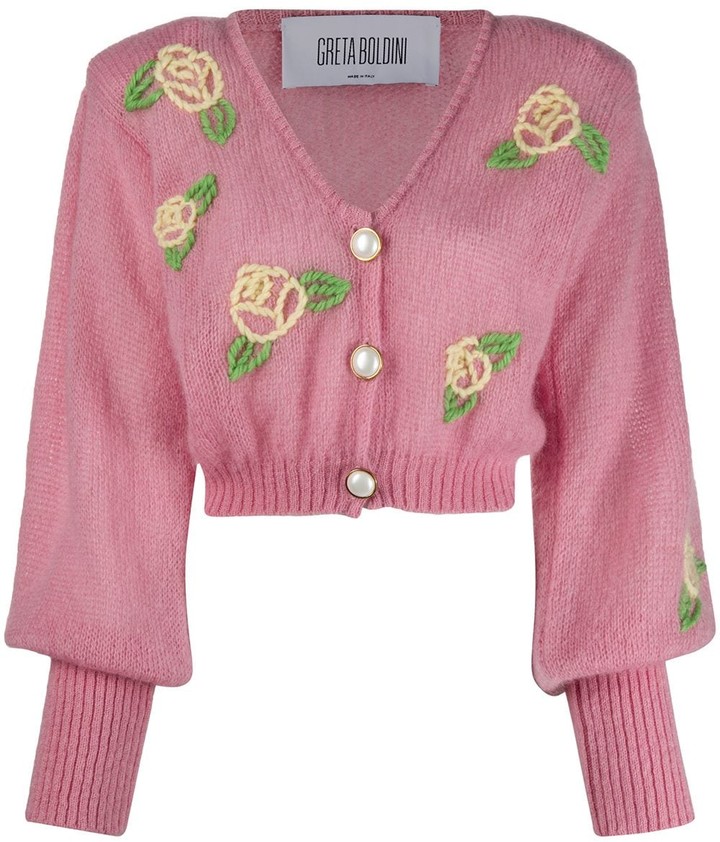 GRETA BOLDINI Rose Embroidered Cardigan ShopStyle
