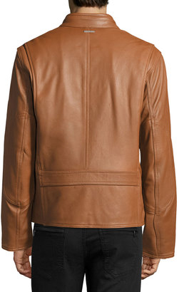 Andrew Marc Bedford Leather Moto Jacket, Cognac