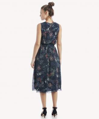 Sole Society S/L Smocked Waist Garden Floral Dress