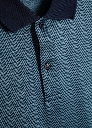 Pal Zileri Blue Cotton Jacquard Polo Shirt