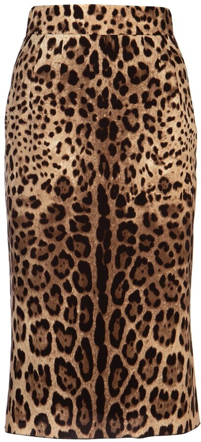 dolce gabbana leopard midi skirt