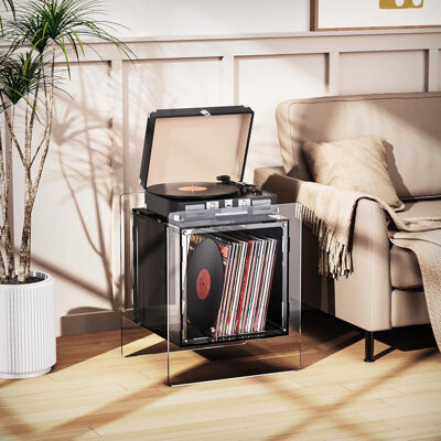 Orren Ellis Modern Acrylic Nightstand With Open Storage Shelf, Bedside Table For Living Room And Bedroom