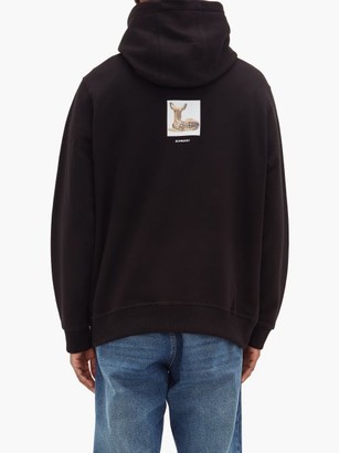 Burberry Hooded Fawn-print Cotton-jersey Sweatshirt - Black