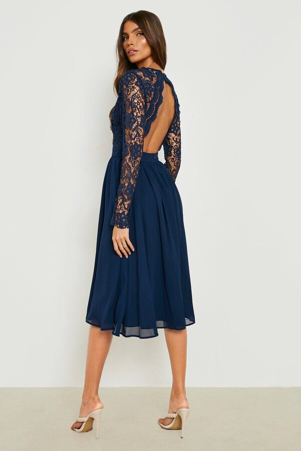 boohoo Lace Midi Women's Blue Dresses | ShopStyle