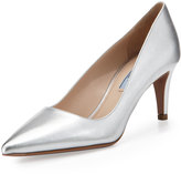 Thumbnail for your product : Prada Metallic Saffiano Low-Heel Pointy Pump