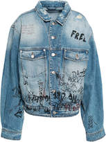 Thumbnail for your product : IRO Mary Oversized Distressed Printed Denim Jacket