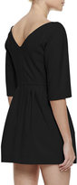 Thumbnail for your product : RED Valentino 3/4-Sleeve Bow-Waist Dress with V'd Back, Black