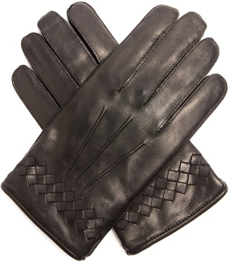 Bottega Veneta Intrecciato-cuff leather gloves