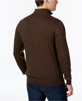 Thumbnail for your product : Tricots St Raphael Big and Tall Quarter-Zip Faux-Suede Trim Herringbone Sweater