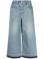 Thumbnail for your product : Sacai Cropped Wide-Leg Jeans