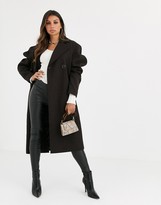 Thumbnail for your product : ASOS DESIGN extreme sleeve coat in dark chocolate