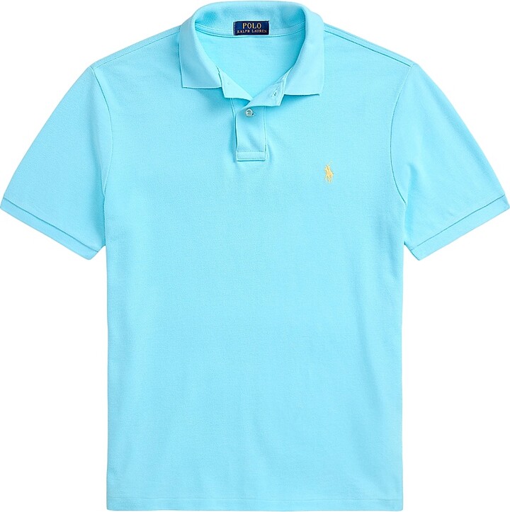 Men's Custom-Slim-Fit Mesh Polo Shirt - Light Navy - Size Large