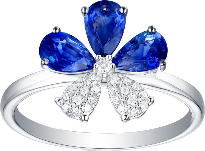 Artisan White / Blue Luxury Blue Sapphire & Diamond Pavé Cocktail Ring In White Gold
